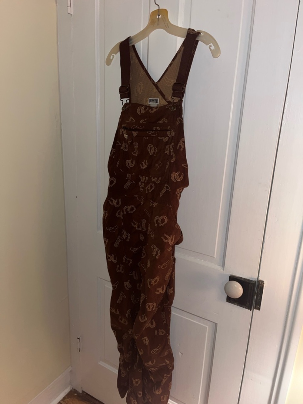 Duluth Trading Co  Brown country print Women's Overalls Jumpsuit medium x 29